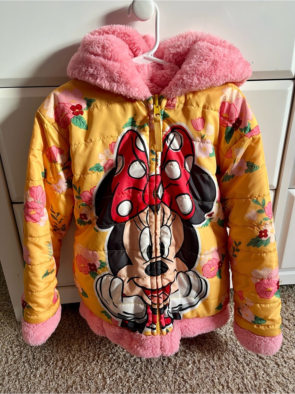 Reversible Disney Minnie Mouse Pink & Yellow Puffer Jacket